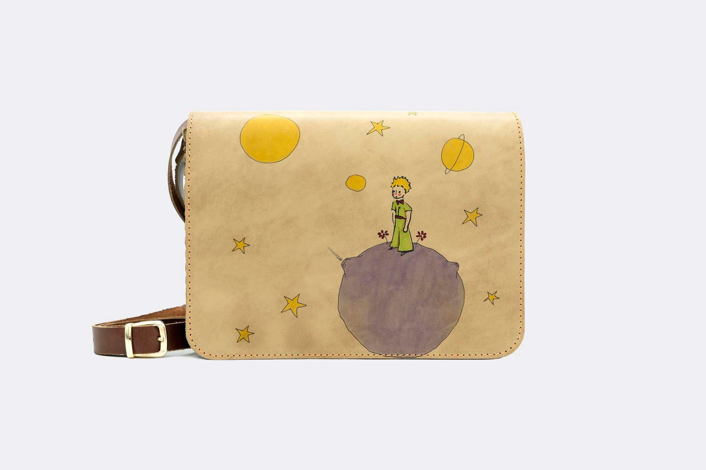 Hand-Painted Little Prince Leather Crossbody Hardcase
