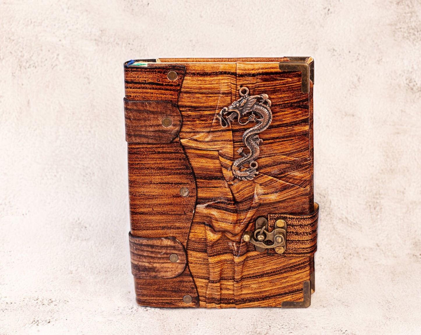 Handmade Leather Journal Belt Strap Dragon