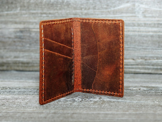 Leather Bifold Wallet Rustic Brown