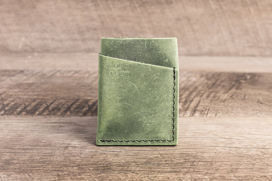 Handmade Leather Card Holder Green