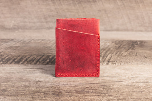 Handmade Leather Card Holder Red