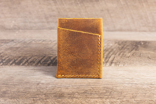 Handmade Leather Card Holder Rustic Brown
