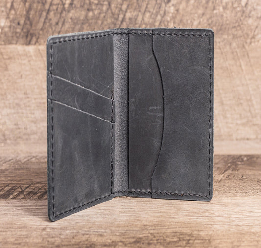 Hand made Leather Bifold Wallet Black