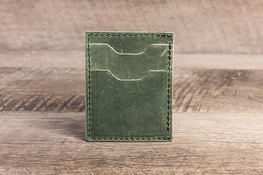 Handmade Leather Unisex Card Holder Green
