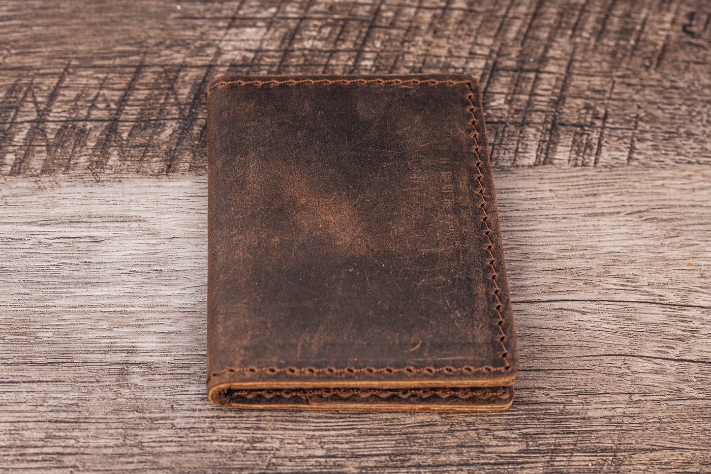 Hand made Leather Bifold Wallet Brown