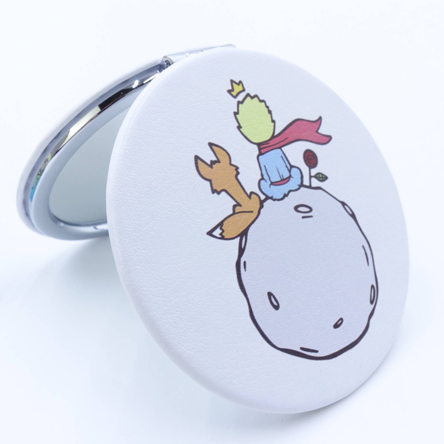 Round Compact Metal Mirror Little Prince, Owl, Flamingo