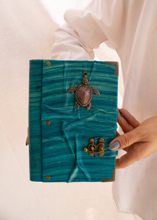 Handmade Leather Journal Belt Strap Turtle