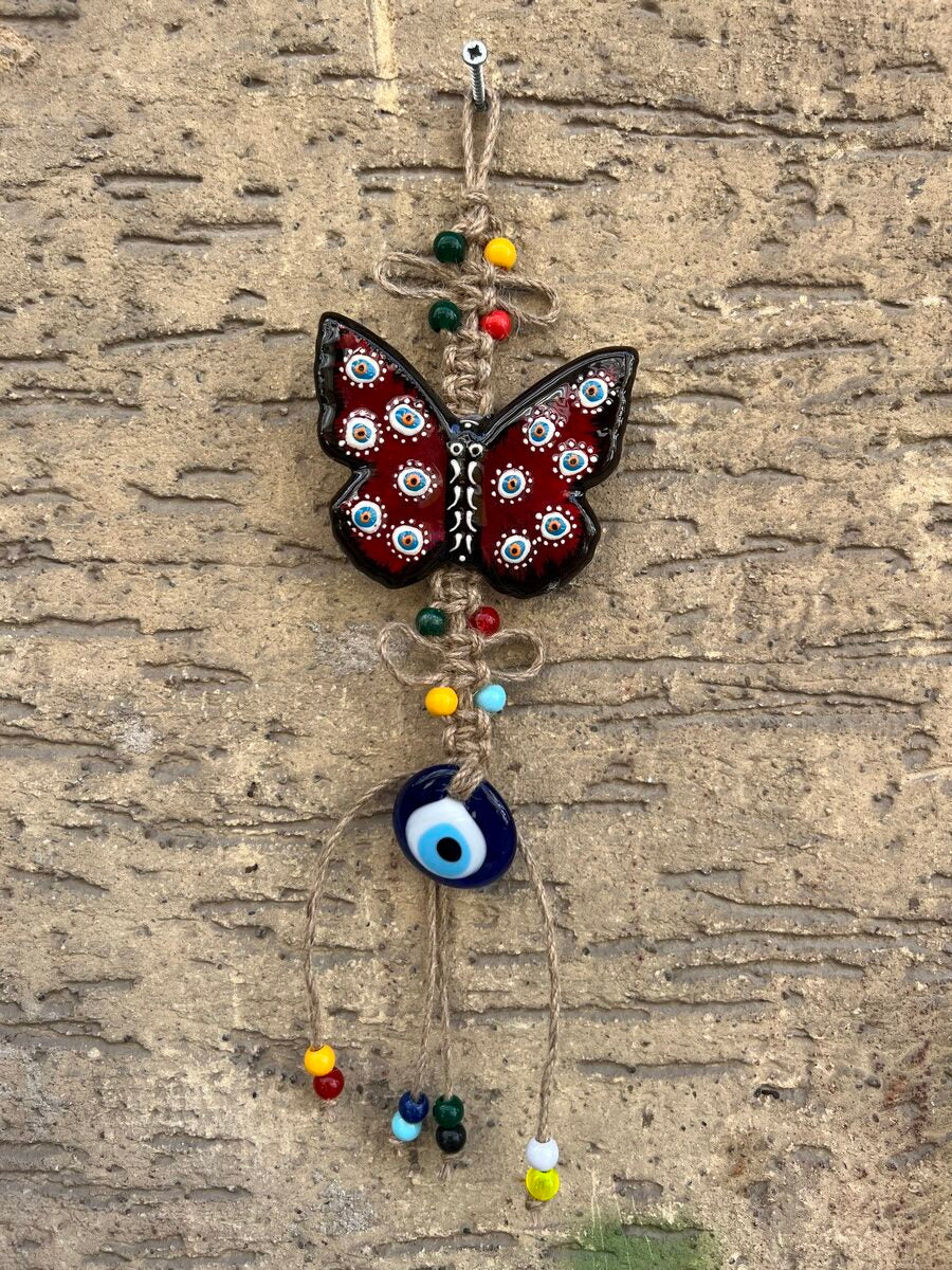 Handmade Ceramic Art Good Luck Charm Butterfly Wall Hanging