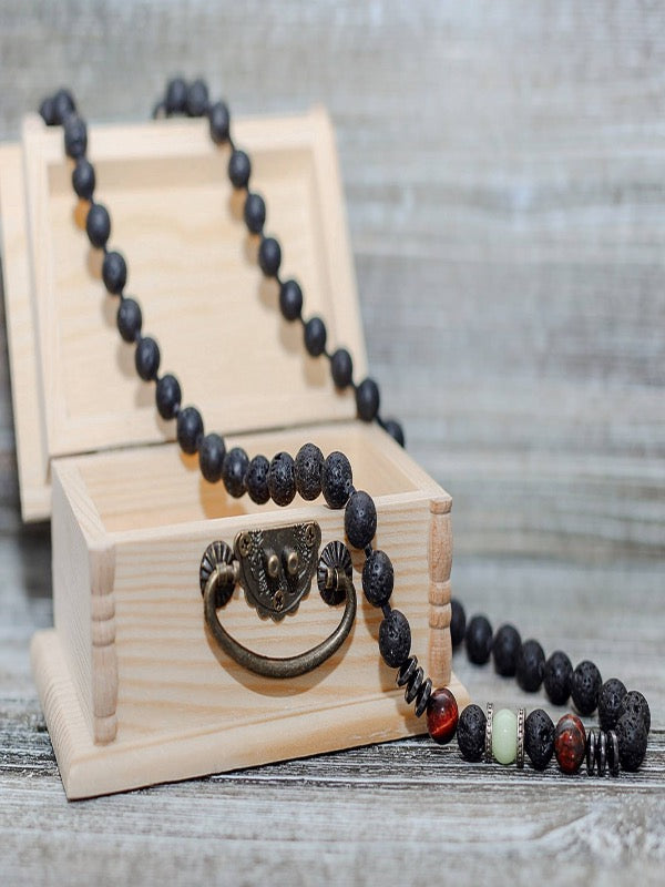 Handmade Lava Stone Beads 10mm Unisex Necklace