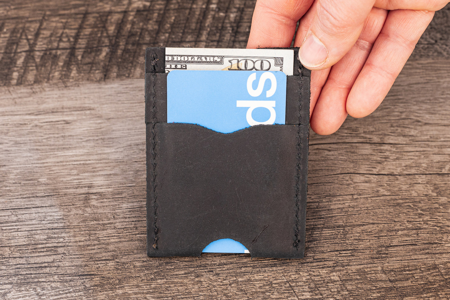 Handmade Leather Unisex Card Holder Black