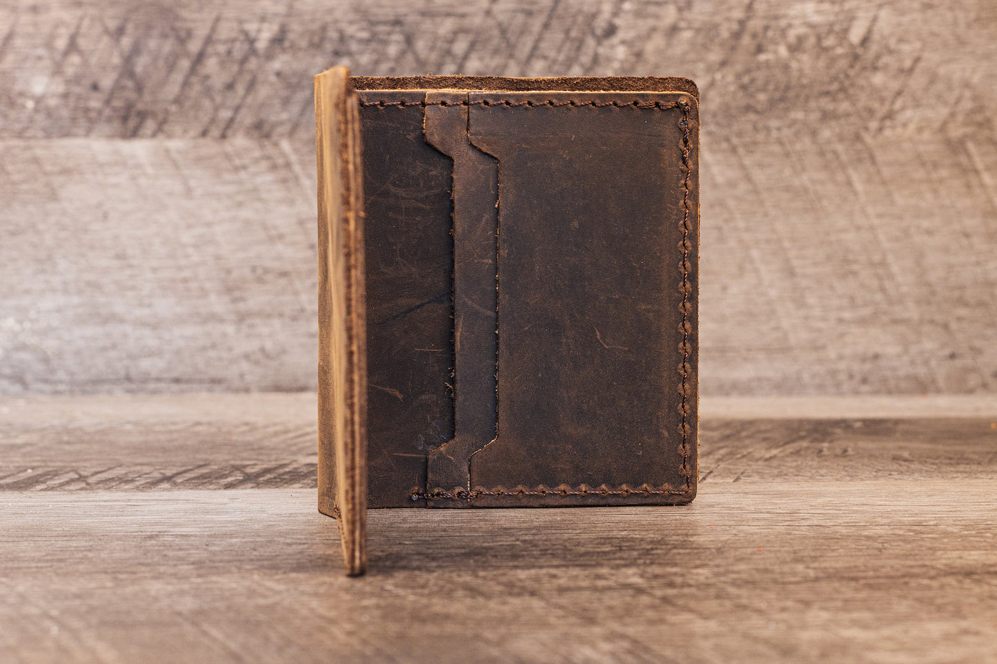 Hand made Leather Bifold Pocket Wallet Brown
