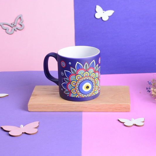 Ceramic Flowers Good Luck Charm Mug Purple