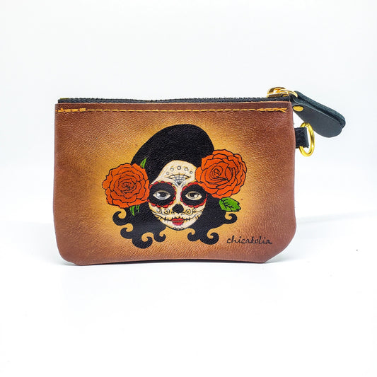 Day of Death Hand Painted Handmade Genuine Leather Wallet