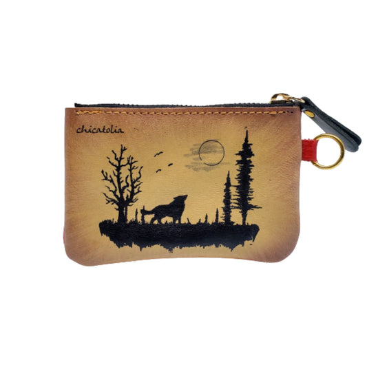 Wolf Hand Painted Handmade Genuine Leather Wallet